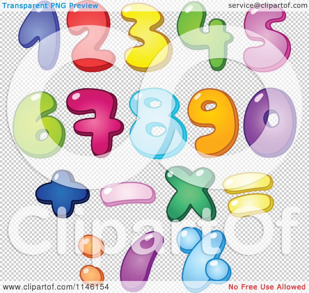 Cartoon of Colorful Bubble Numbers and Math Symbols 