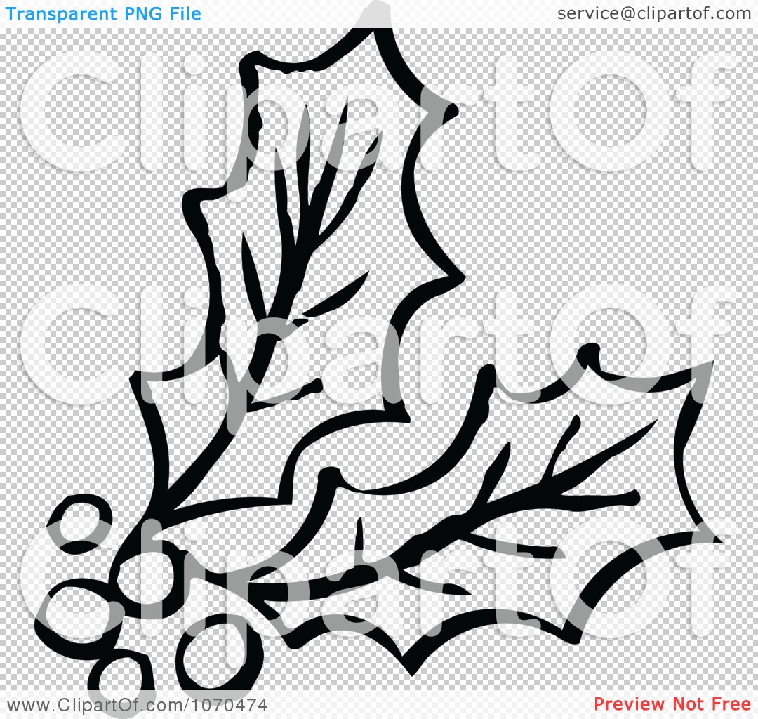 free black and white holly clip art - photo #31