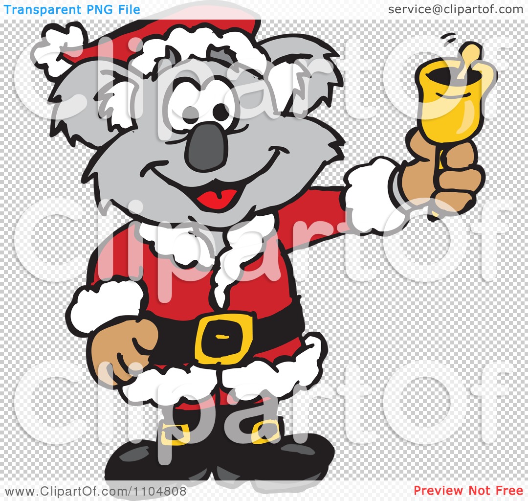 Clipart Christmas Santa Koala Ringing A Charity Bell - Royalty Free Vector Illustration by ...