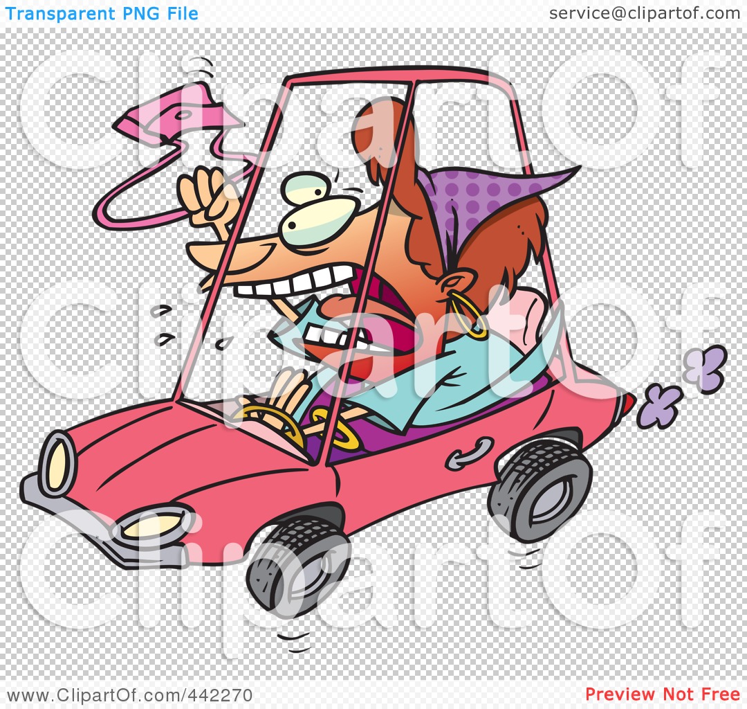 Royalty-Free (RF) Clip Art Illustration of a Cartoon Female Driver With