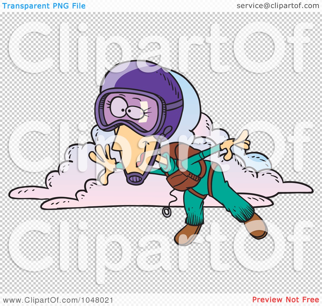 Royalty-Free (RF) Clip Art Illustration of a Cartoon Skydiving Woman by