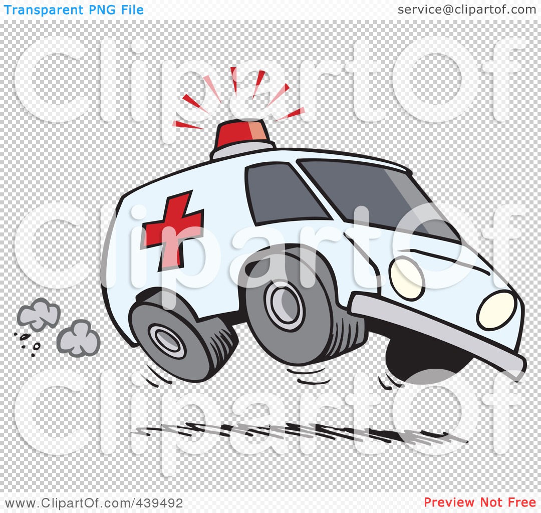 Royalty-Free (RF) Clip Art Illustration of a Cartoon Speeding Ambulance
