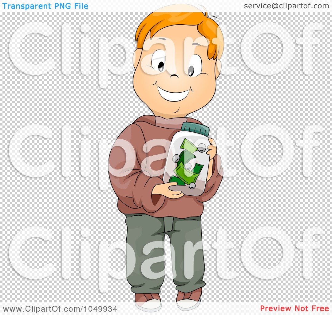 Royalty-Free (RF) Clip Art Illustration of a Happy Boy Holding A Money