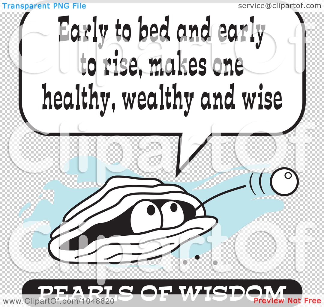 ) Clip Art Illustration of a Wise Pearl Of Wisdom Saying Early To Bed ...