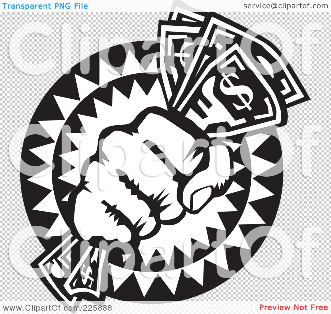 Royalty-Free (RF) Clipart Illustration of a Black And White Hand Holding