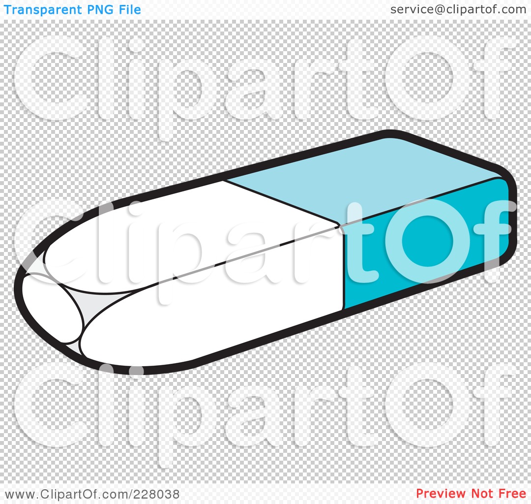 Royalty Free RF Clipart Illustration Of A Blue And White Eraser 1024228038