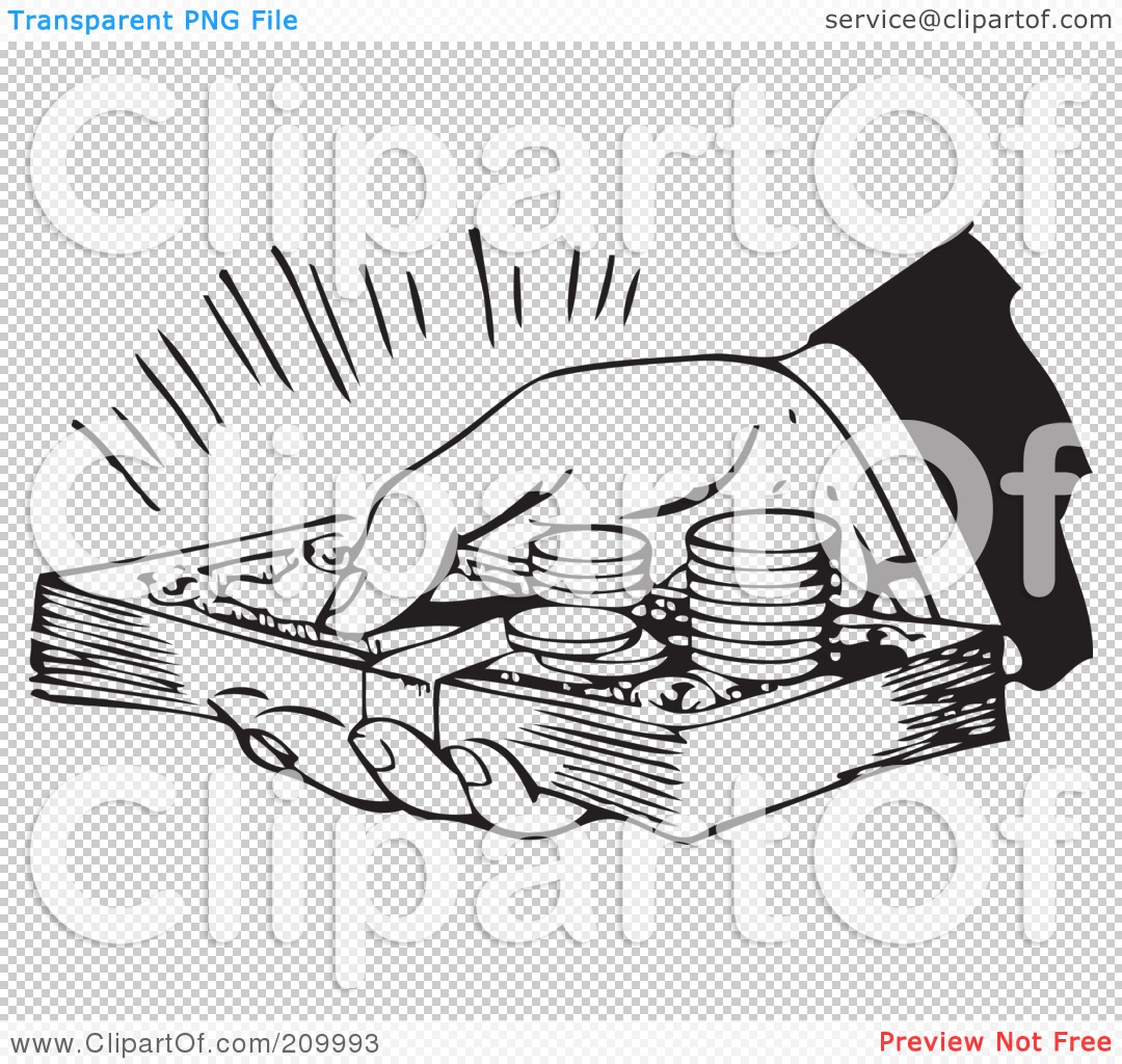 Royalty-Free (RF) Clipart Illustration of a Retro Black And White Hand