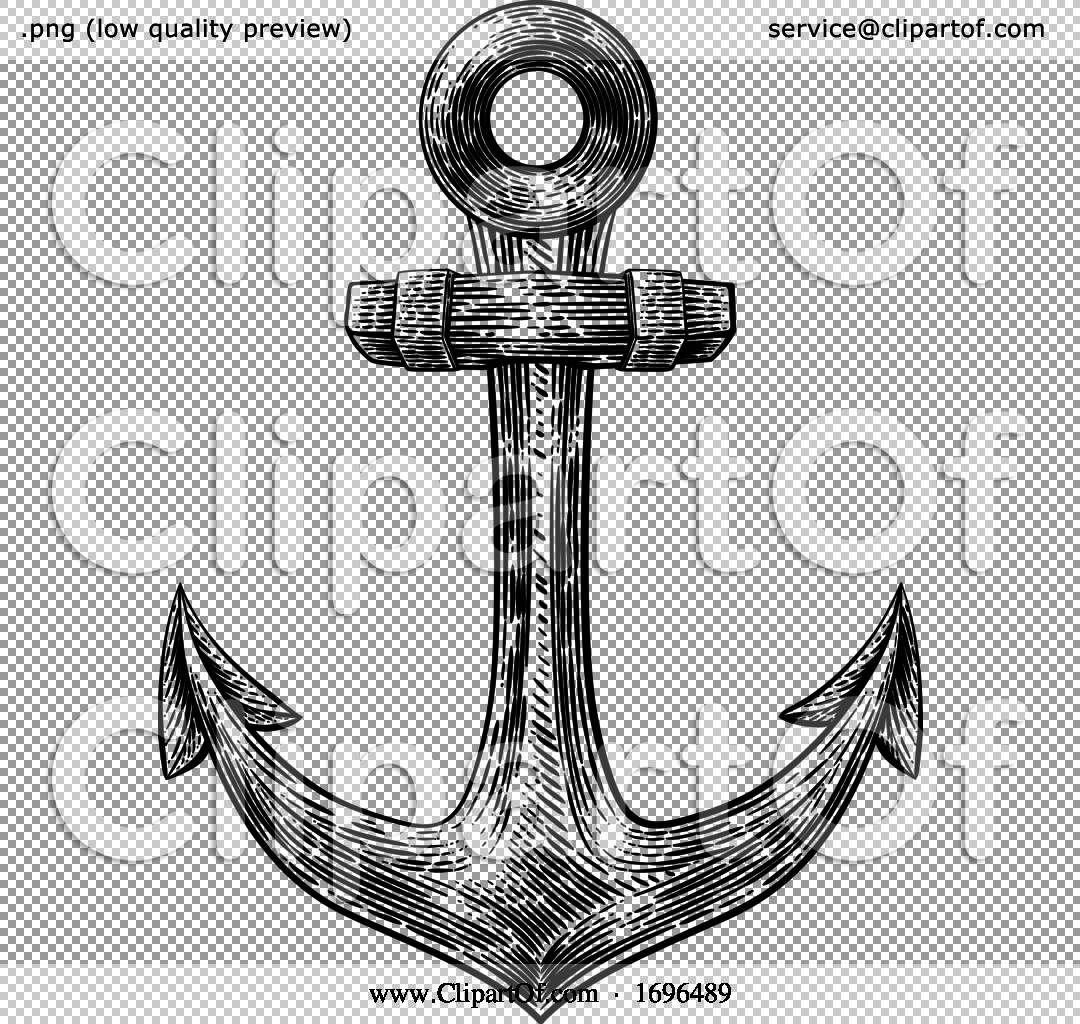 Anchor from Boat or Ship Tattoo Drawing by AtStockIllustration #1696489