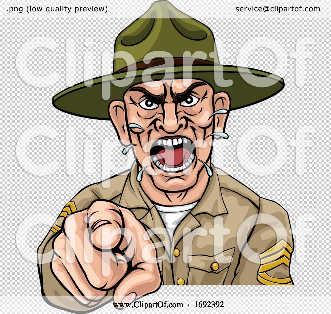 Angry Army Bootcamp Drill Sergeant Cartoon by AtStockIllustration #1692392