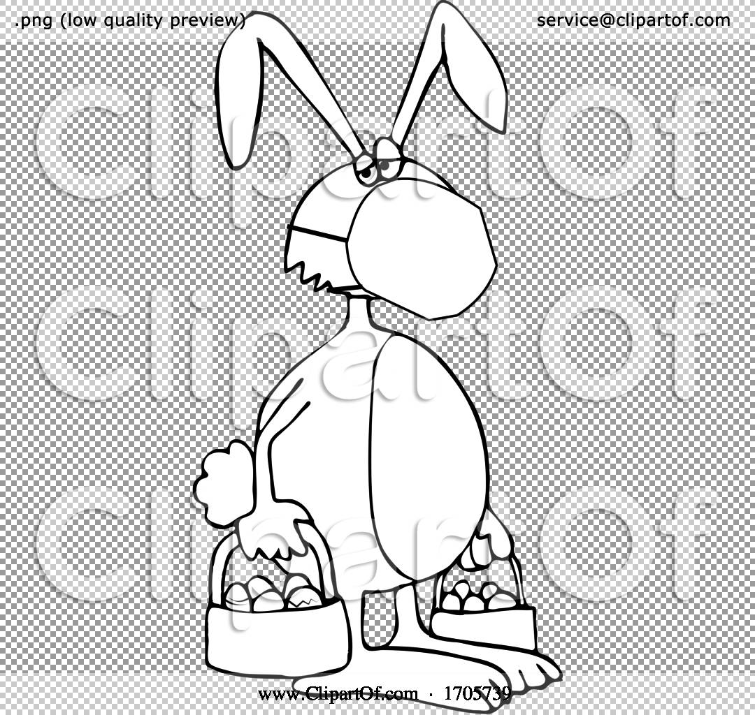 Cartoon Black and White Easter Bunny Wearing a Covid19 ...