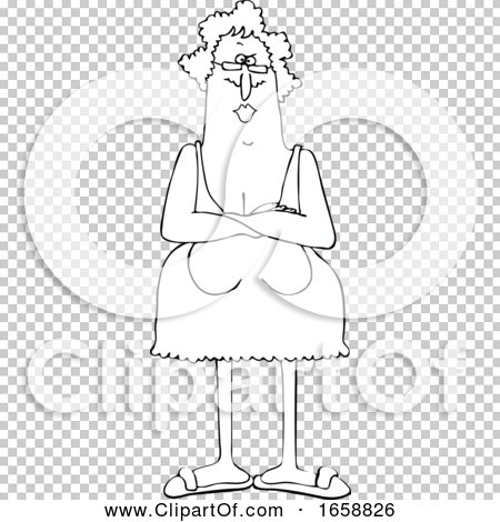 Cartoon Black and White Senior Woman with Her Breasts Hanging Low by djart  #1658826