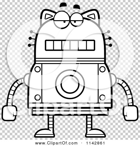 Download Cartoon Clipart Of A Black And White Bored Robot Cat ...