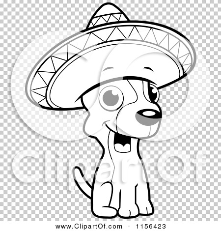 Cartoon Clipart Of A Black And White Chihuahua Sitting and Wearing a