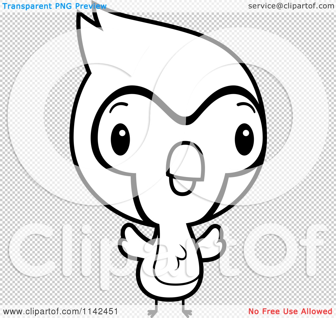 Cartoon Clipart Of A Black And White Cute Baby Bluejay Chick - Vector  Outlined Coloring Page by Cory Thoman #1142451