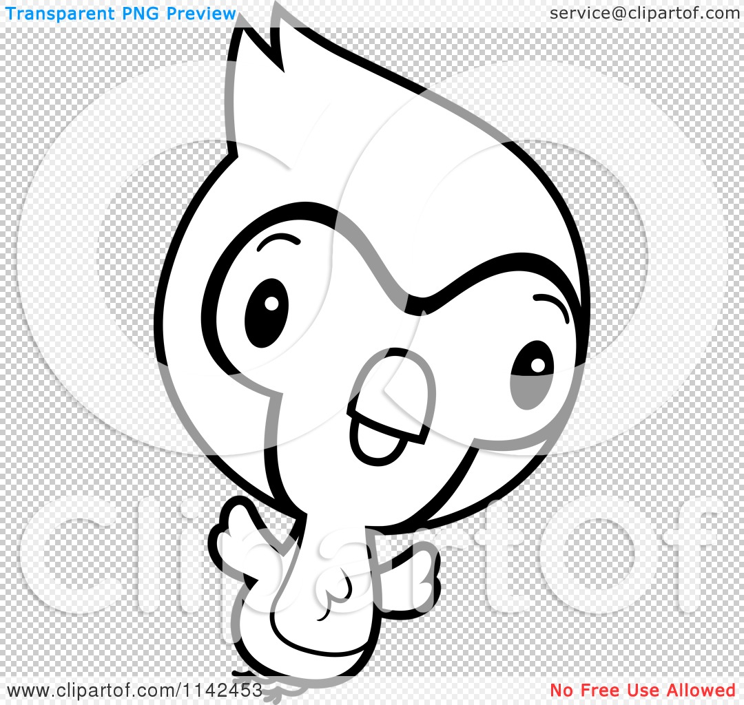 Cartoon Clipart Of A Black And White Cute Baby Bluejay Flying Vector Outlined Coloring Page By Cory Thoman 1142453