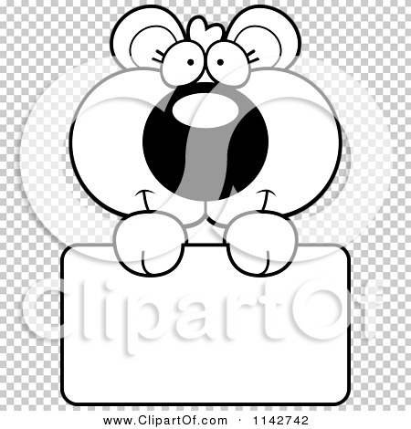 Cartoon Clipart Of A Black And White Cute Bear Cub Holding A Sign