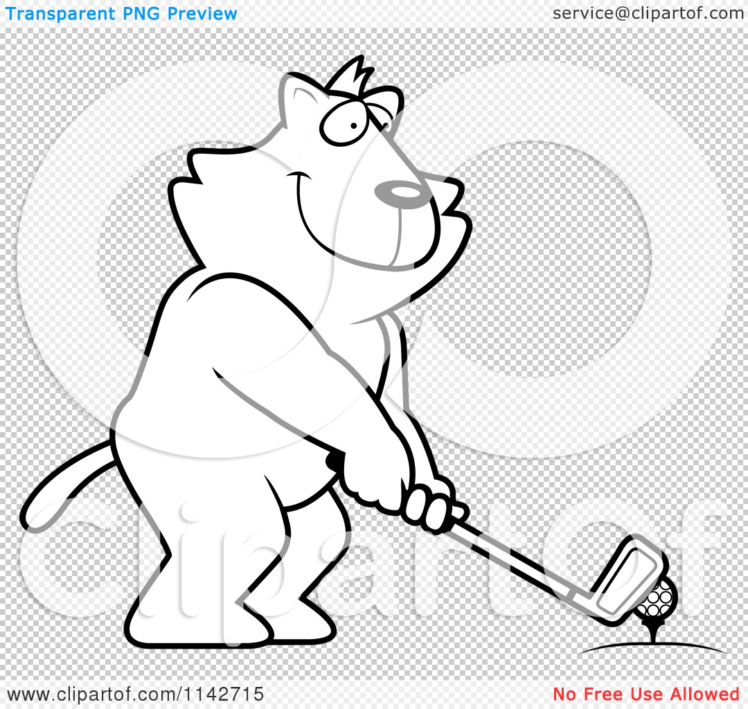 Cartoon Clipart Of A Black And White Golfing Cat Holding The Club for golfing cat with regard to Comfy