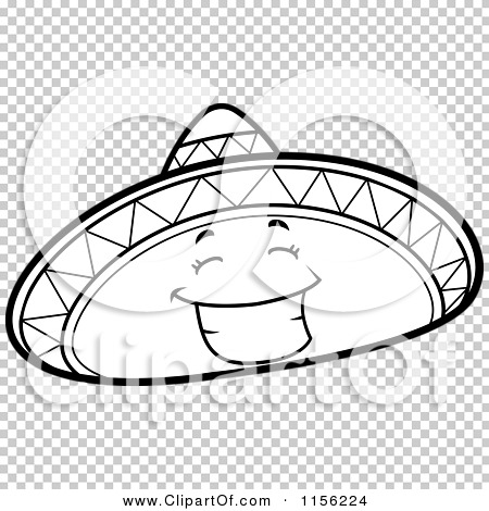 Cartoon Clipart Of A Black And White Happy Sombrero Hat Character