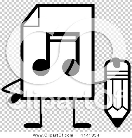 Download Cartoon Clipart Of A Black And White MP3 Music Document ...