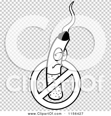 Cartoon Clipart Of A Black And White Pouting Cigarette in a Restriction ...