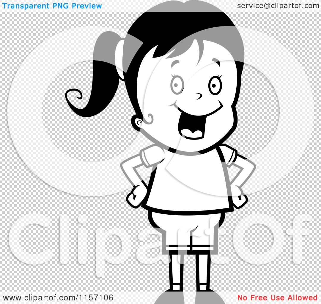 Cartoon Clipart Of A Black And White Sassy Girl With Her