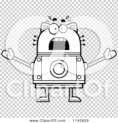 Download Cartoon Clipart Of A Black And White Scared Robot Cat ...