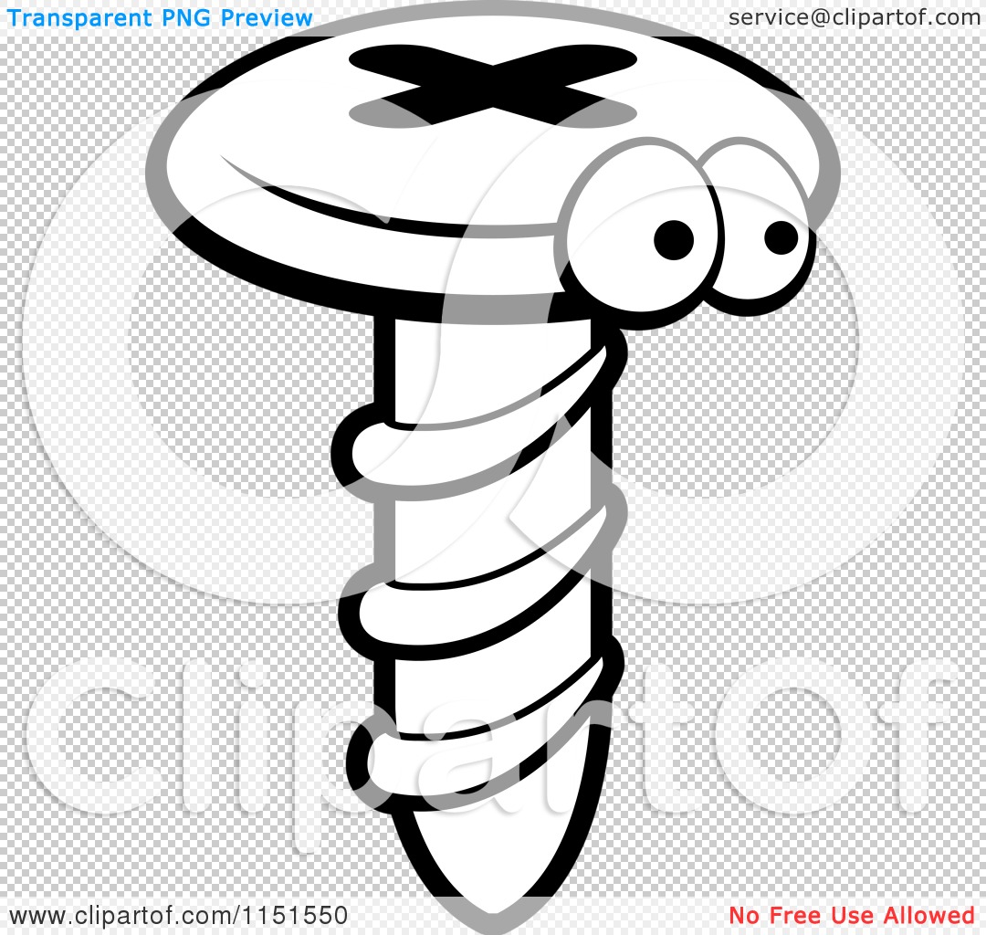 Cartoon Clipart Of A Black And White Screw Character - Vector Outlined  Coloring Page by Cory Thoman #1151550