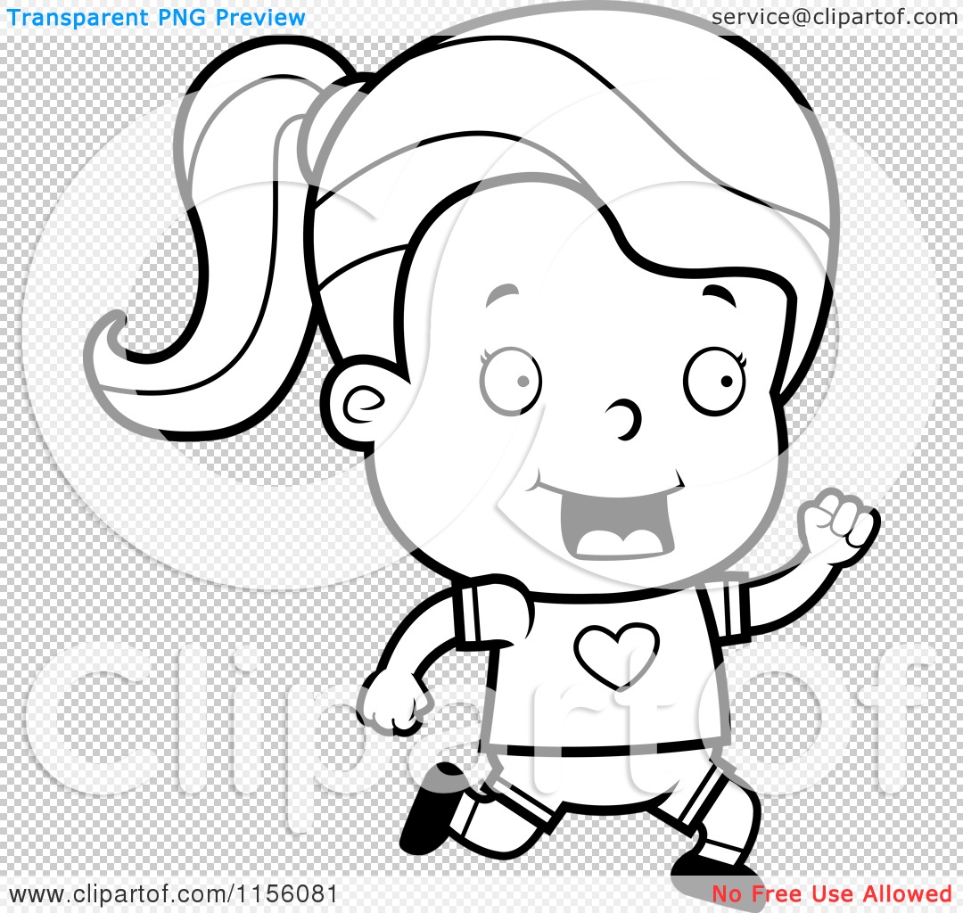 toddler girl clip art black and white