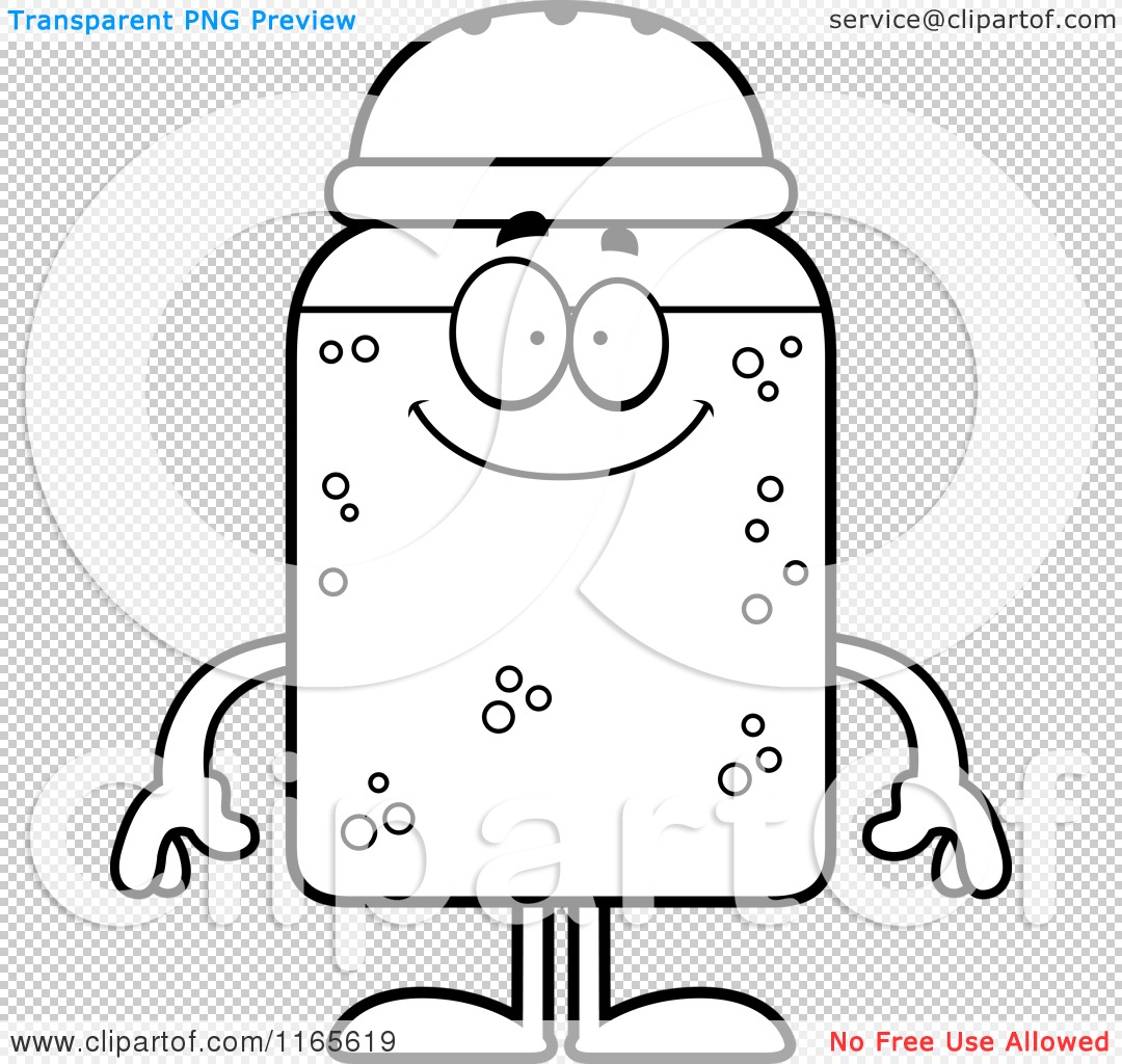 Download Cartoon Clipart Of A Happy Salt Shaker Mascot - Vector Outlined Coloring Page by Cory Thoman ...