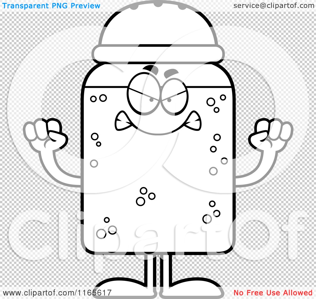 Download Cartoon Clipart Of A Mad Salt Shaker Mascot - Vector Outlined Coloring Page by Cory Thoman #1165617