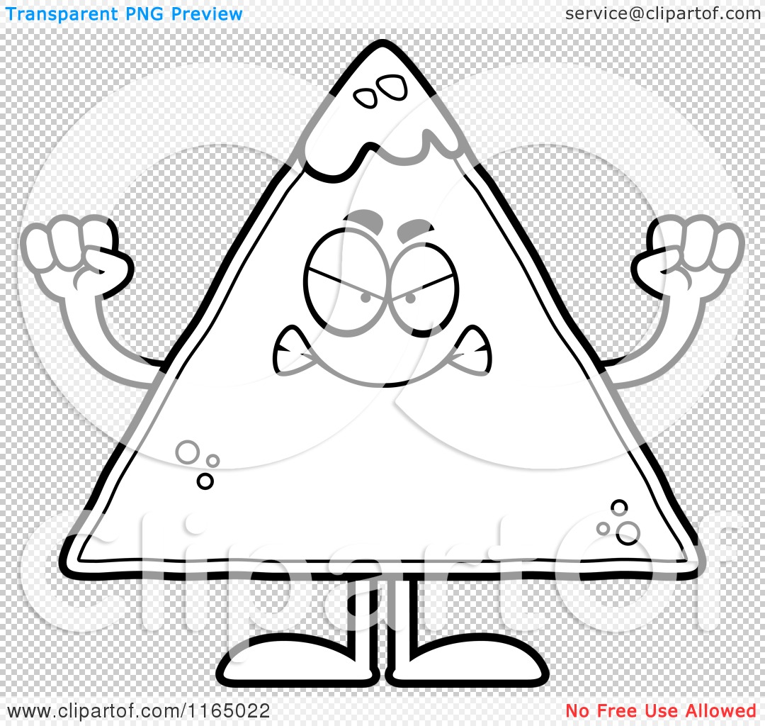 Download Cartoon Clipart Of A Mad TORTILLA Chip with Salsa Mascot - Vector Outlined Coloring Page by Cory ...