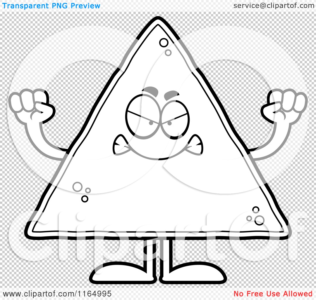 Download Cartoon Clipart Of A Mad Tortilla Chip Mascot - Vector Outlined Coloring Page by Cory Thoman ...