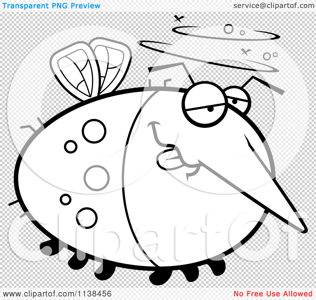 Cartoon Clipart Of An Outlined Chubby Drunk Mosquito - Black And White  Vector Coloring Page by Cory Thoman #1138456