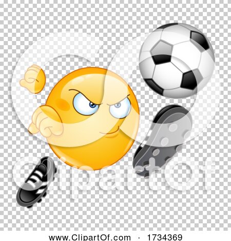 Cartoon Emoji Smiley Kicking a Soccer Ball by yayayoyo #1734369