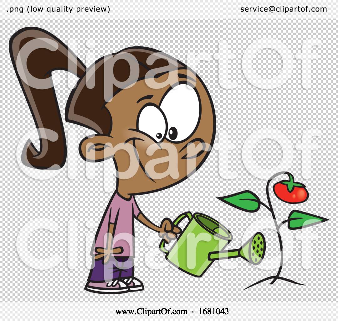 Cartoon Girl Watering a Tomato Plant by toonaday #1681043