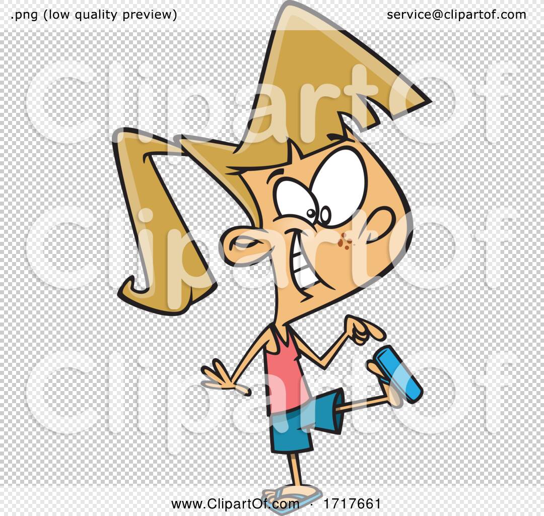 Cartoon Girl Wearing Flip Flops by toonaday #1717661
