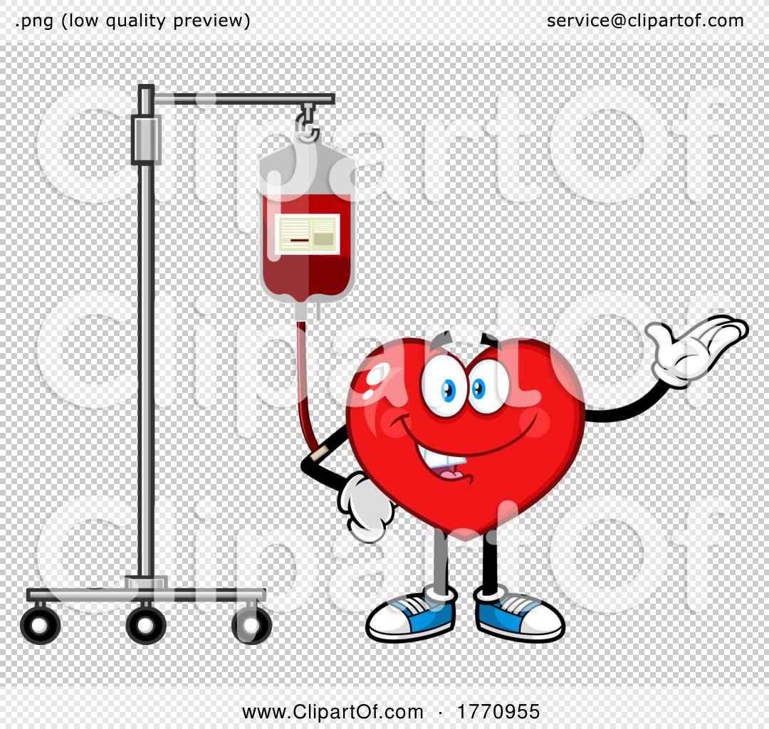 Cartoon Heart Mascot Character Getting a Blood Transfusion by Hit Toon  #1770955