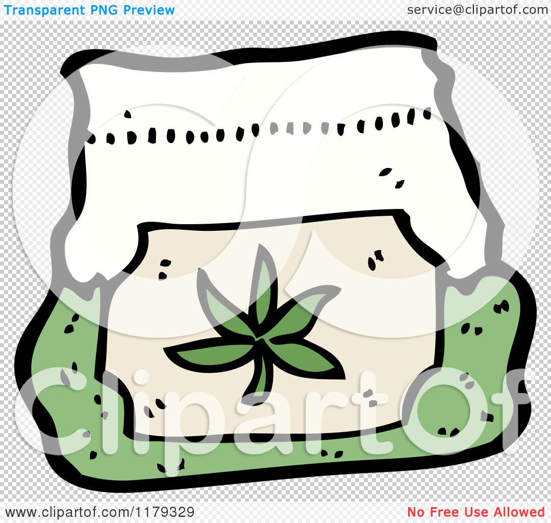 Cartoon of a Bag with a Marijuana Leaf - Royalty Free Vector