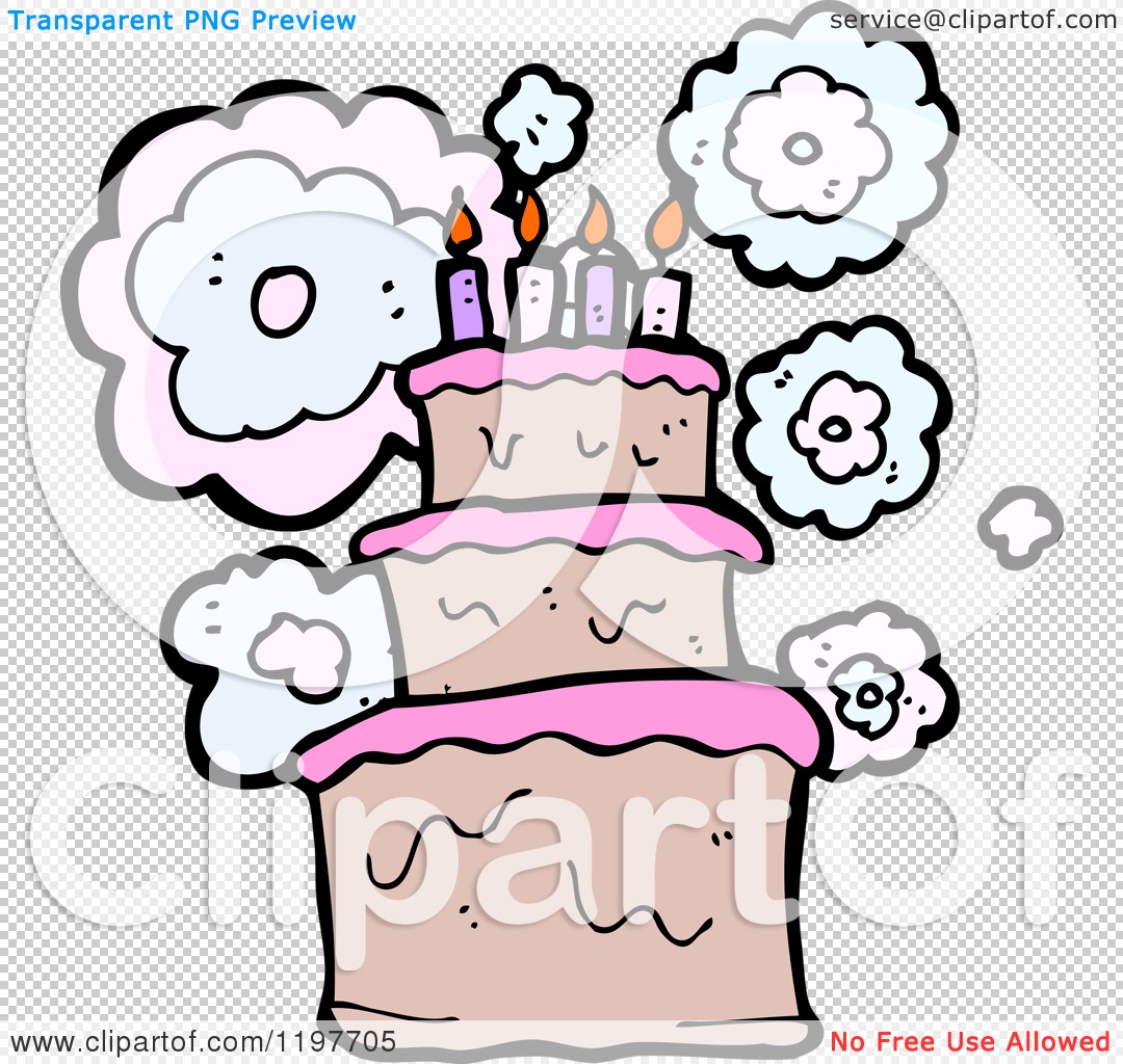 Cartoon of a Birthday Cake - Royalty Free Vector Illustration by