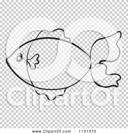 Cartoon Of A Black And White Sketched Fish Outline 3