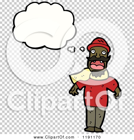 Cartoon of a Black Man Thinking - Royalty Free Vector Illustration by