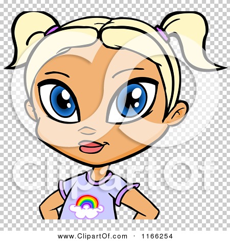 Cartoon of a Blond Haired Blue Eyed Girl Avatar - Royalty Free Vector