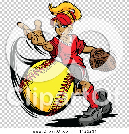 Cartoon Of A Blond Tomboy Girl Pitching A Softball - Royalty Free ...