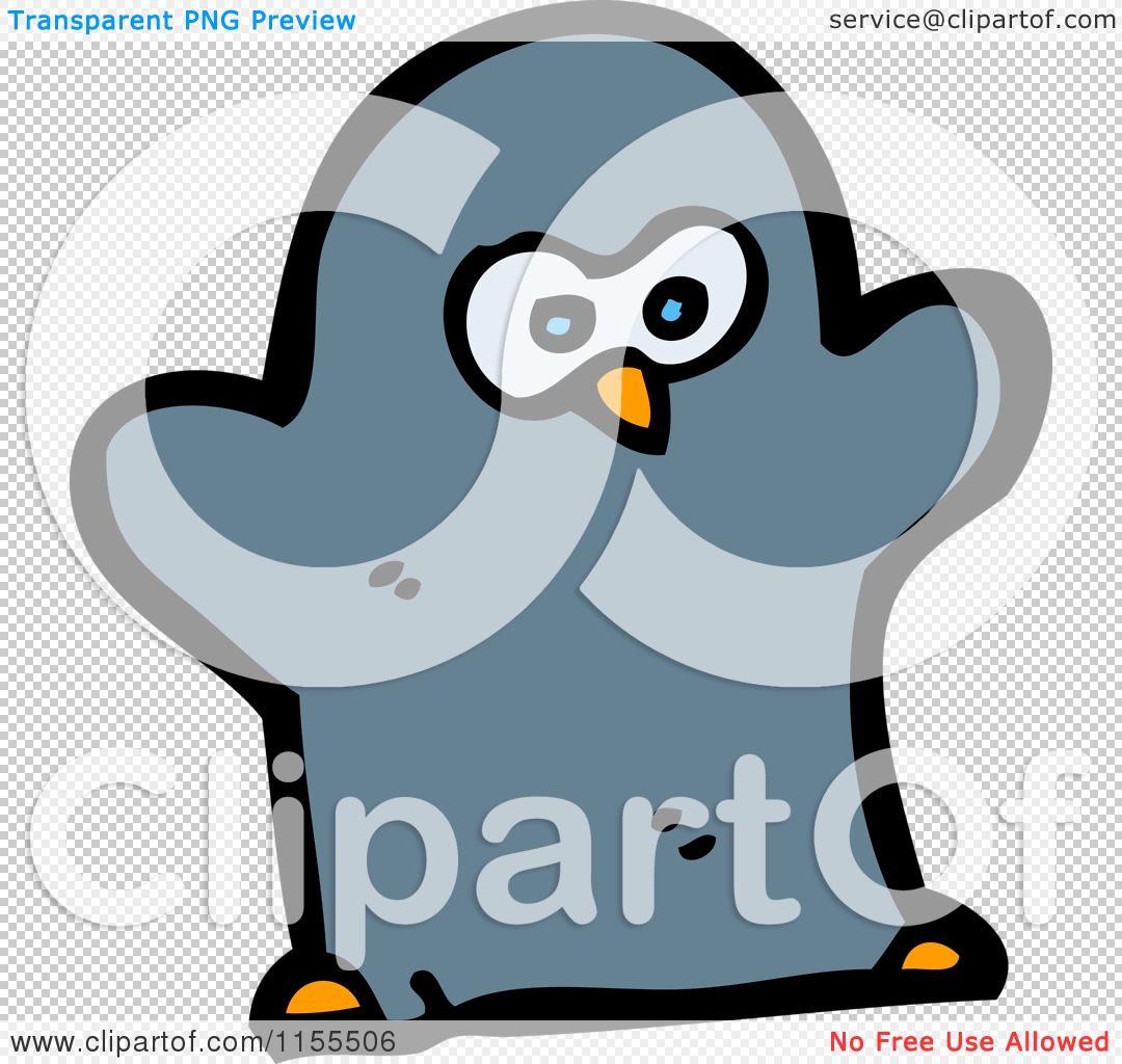 Cartoon of a Blue Penguin - Royalty Free Vector Illustration by