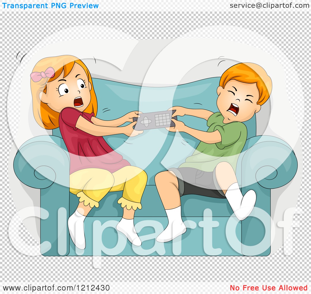 Cartoon of a Brother and Sister Fighting over a Remote Control - Royalty  Free Vector Clipart by BNP Design Studio #1212430