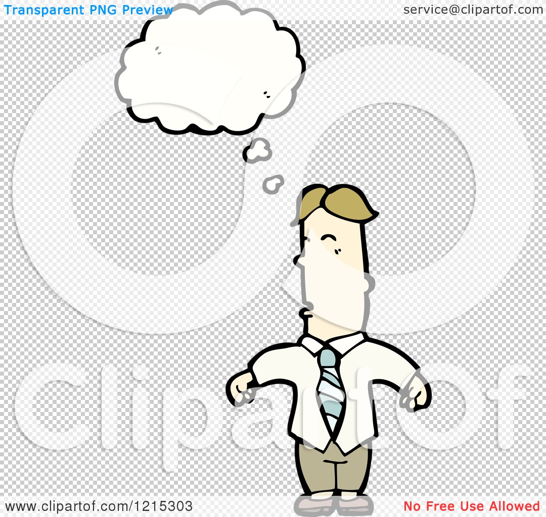 Cartoon of a Business Man Thinking - Royalty Free Vector Illustration
