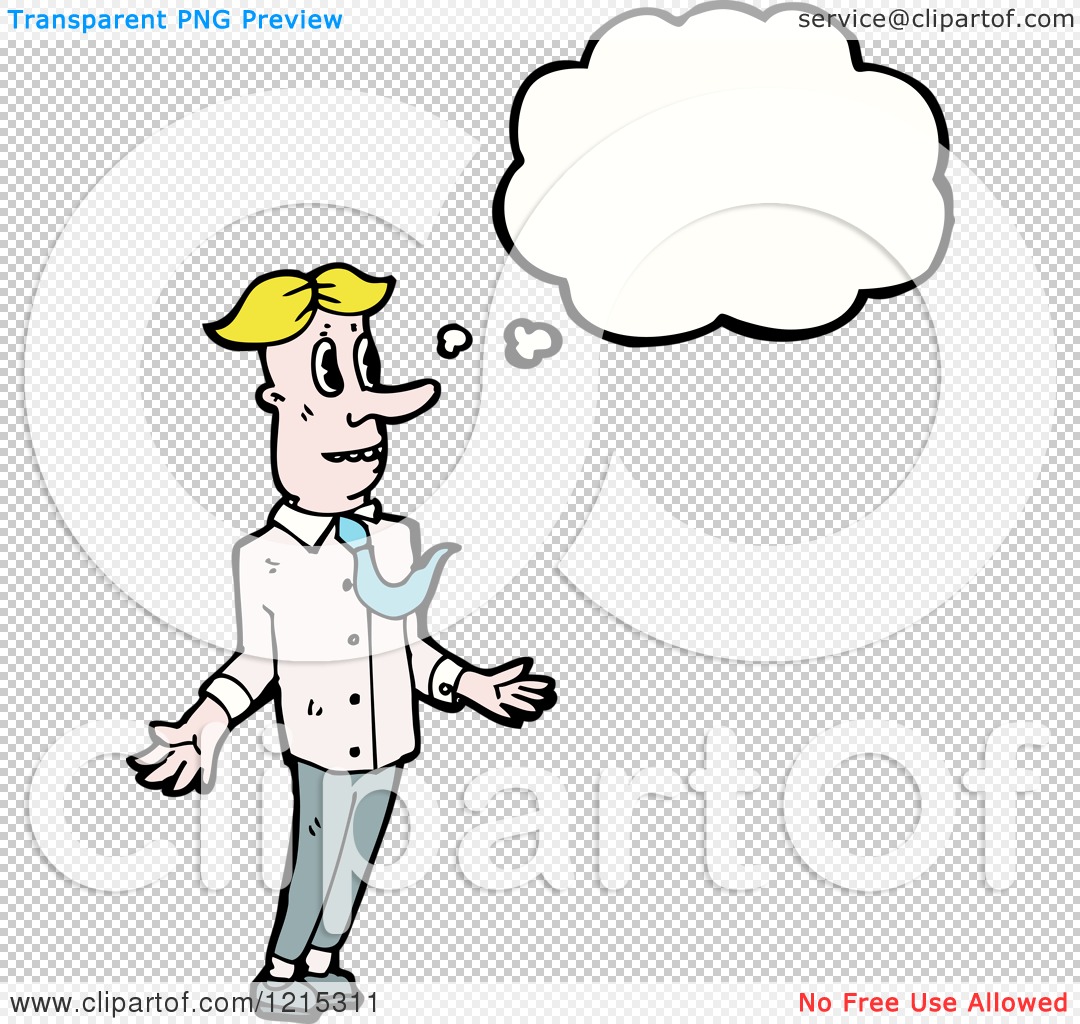 Cartoon of a Business Man Thinking - Royalty Free Vector Illustration