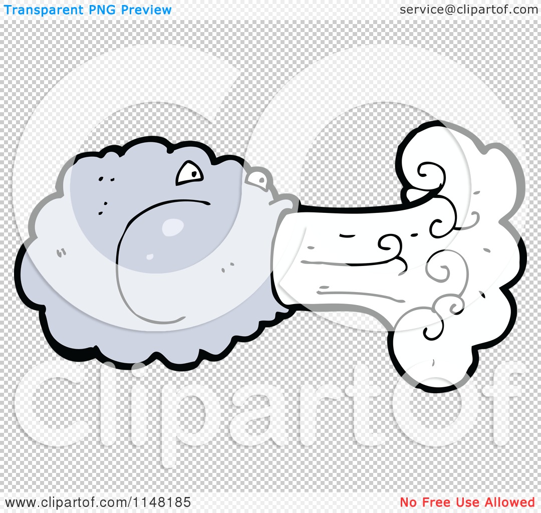 Cartoon Of A Cloud Blowing Wind Royalty Free Vector Clipart By