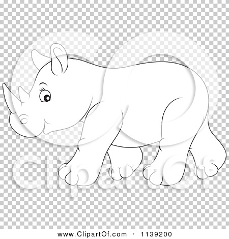 Cartoon Of A Cute Black And White Baby Rhino - Royalty Free Vector