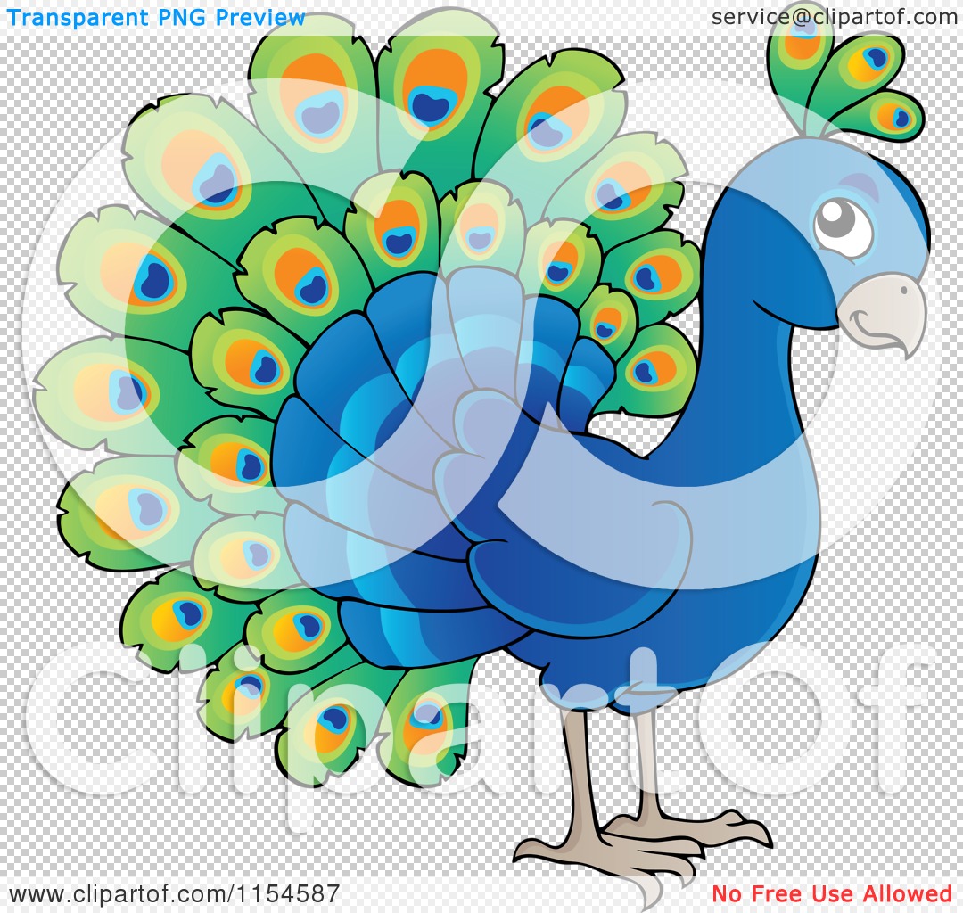 Cartoon of a Cute Peacock - Royalty Free Vector Clipart by visekart #1154587